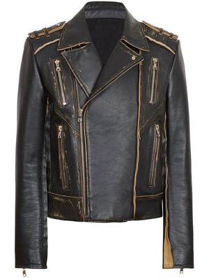 Balmain Deconstructed leather biker jacket - Black