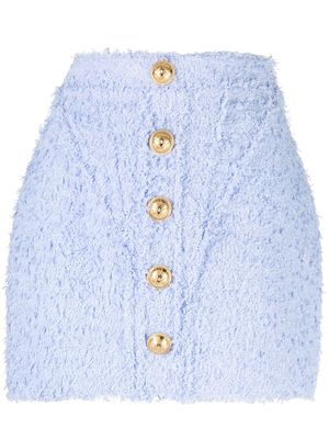 Balmain decorative-button high-waisted skirt - Blue