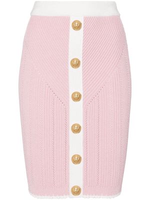 Balmain decorative-buttons ribbed miniskirt - Pink