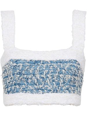 Balmain denim tweed crop top - White