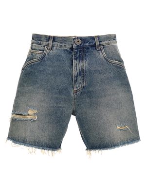 Balmain destroyed Denim Bermuda Shorts