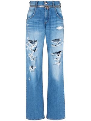 Balmain distressed-effect finish jeans - Blue