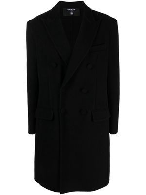Balmain double-breast wool-blend coat - Black