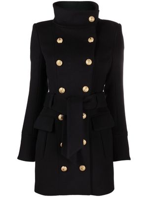 Balmain double-breasted belted coat - Black