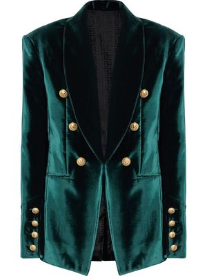 Balmain double-breasted velvet blazer - Green