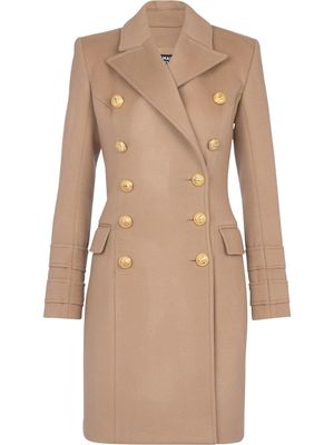 Balmain double-breasted wool coat - Brown