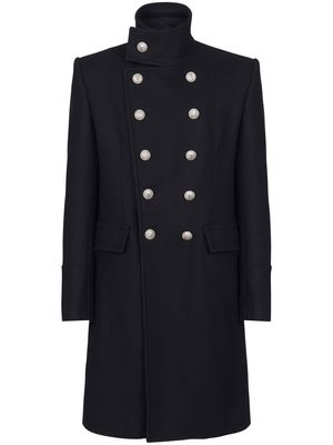 Balmain double-breasted wool coats - Black