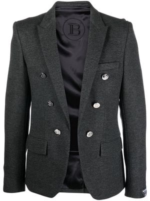 Balmain double-breasted wool-twill blazer - Grey