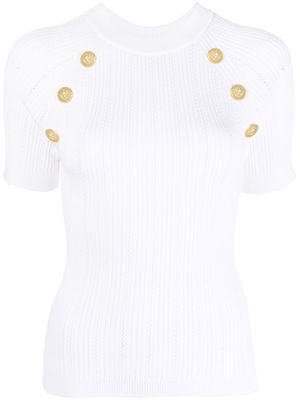 Balmain double-button knitted top - White