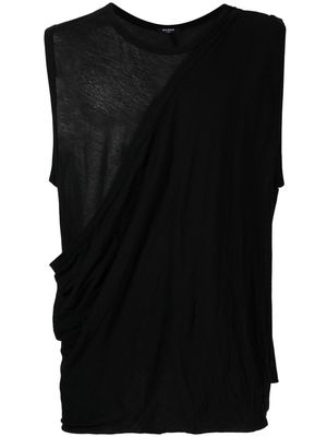 Balmain drape-detail sleeveless vest top - Black