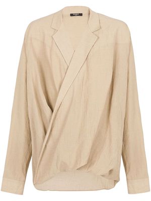 Balmain draped cotton-blend wrap shirt - Neutrals