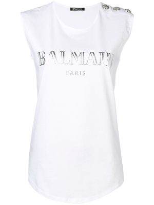 Balmain embellished buttons top - White