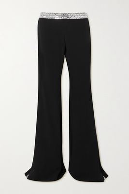 Balmain - Embellished Crepe Flared Pants - Black