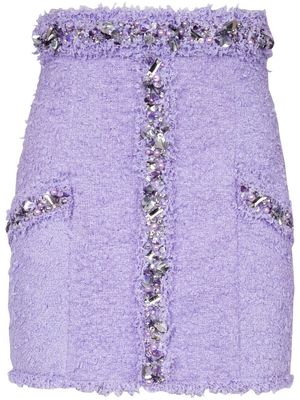 Balmain embellished tweed miniskirt - Purple