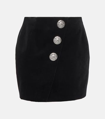 Balmain Embellished velvet miniskirt