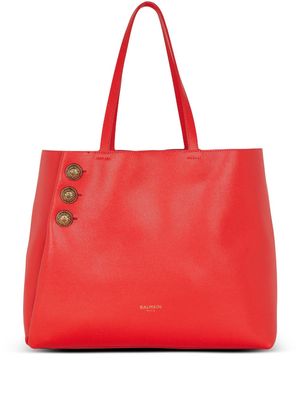 Balmain Emblème leather tote bag - Red