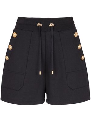 Balmain embossed-button cotton shorts - Black