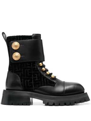 Balmain embossed-button detail ankle boots - Black