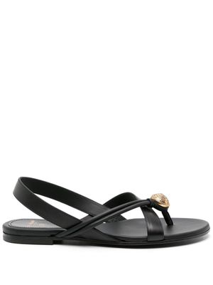 Balmain embossed-button leather sandals - Black