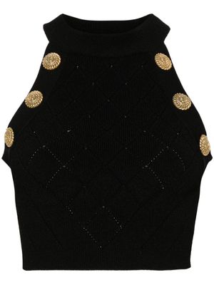 Balmain embossed buttons cropped top - Black