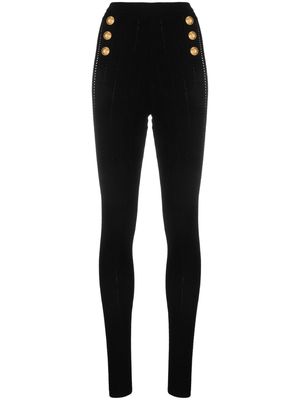 Balmain embossed-buttons high-waisted trousers - Black