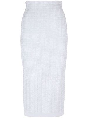 Balmain embossed-monogram midi skirt - Grey