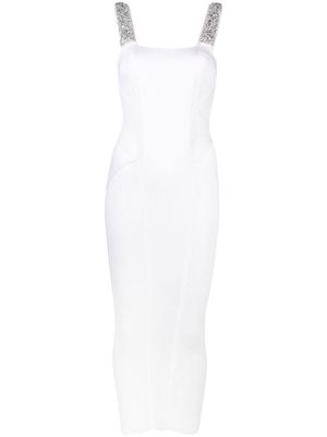 Balmain embroidered-detail mesh maxi dress - White