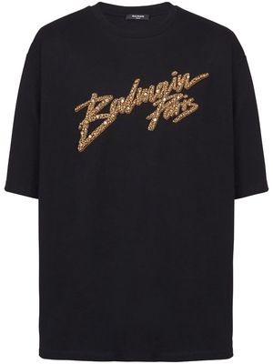 Balmain embroidered-logo cotton T-shirt - Black