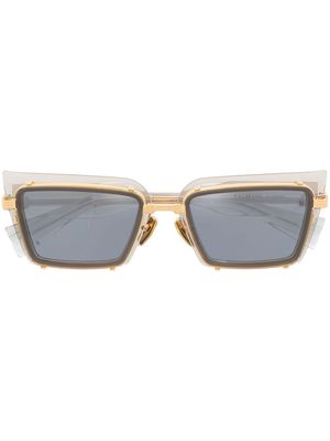 Balmain Eyewear Admirable rectangle-frame sunglasses - Grey