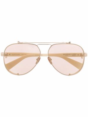 Balmain Eyewear Captaine pilot-frame tinted sunglasses - Neutrals