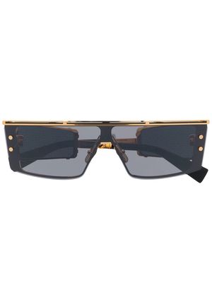 Balmain Eyewear logo-embossed square-frame sunglasses - Black
