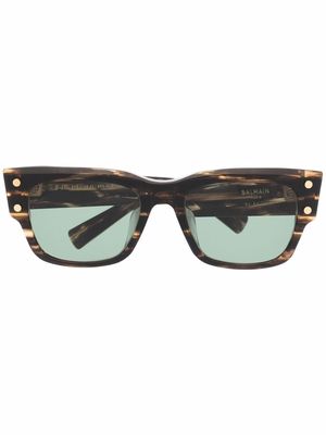 Balmain Eyewear marble-effect sunglasses - Brown