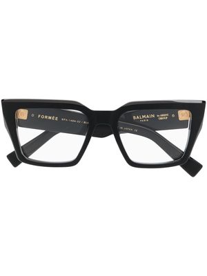 Balmain Eyewear oversize-frame logo-plaque glasses - Black