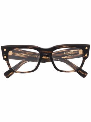 Balmain Eyewear rectangle-frame glasses - Brown