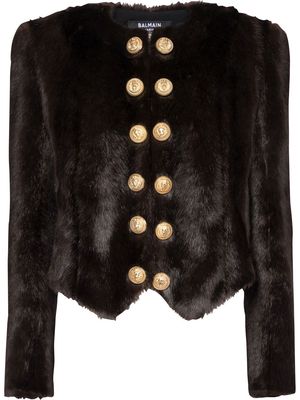 Balmain faux-fur cropped jacket - Brown