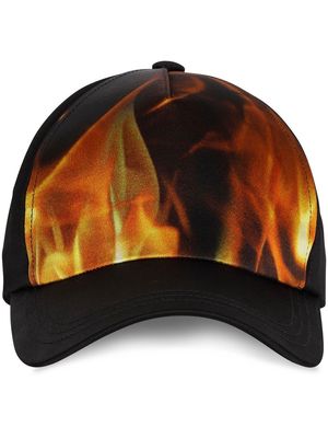 Balmain fire print satin cap - Black