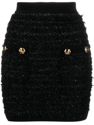 Balmain fitted tweed mini skirt - Black