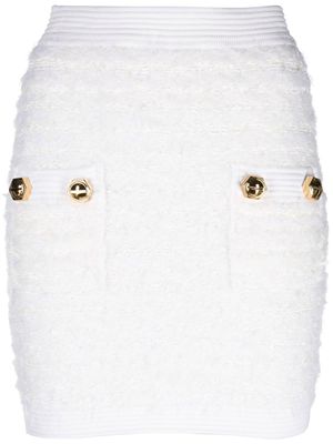 Balmain fitted tweed mini skirt - White