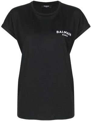 Balmain Flock-detail T-shirt - Black