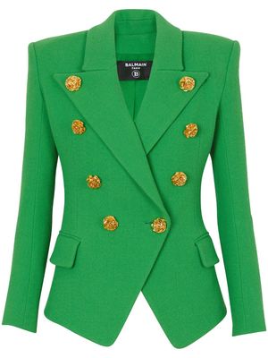 Balmain floral-appliqué crepe blazer - Green