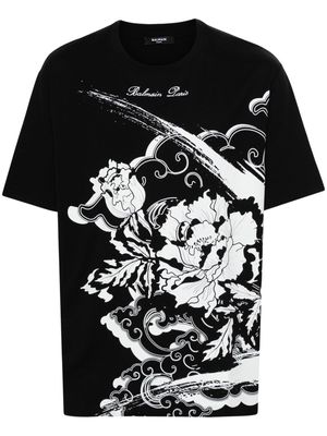 Balmain flower-print T-shirt - Black