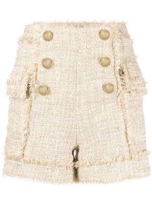 Balmain frayed tweed shorts - Neutrals