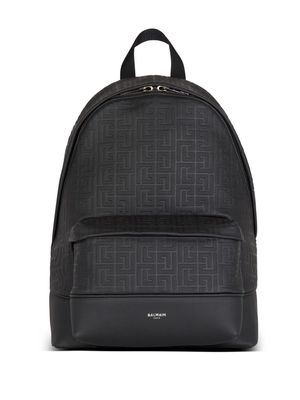 Balmain grained-effect leather backpack - Black