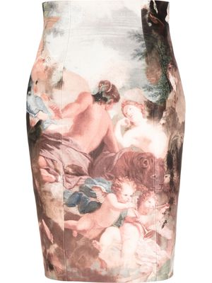 Balmain graphic-print pencil skirt - Pink