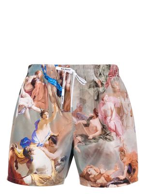 Balmain graphic-print swim shorts - Pink