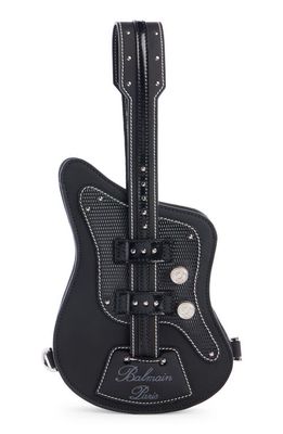Balmain Guitar Rubberized Crossbody Bag in Black