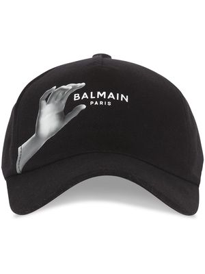 Balmain hand-print baseball cap - Black