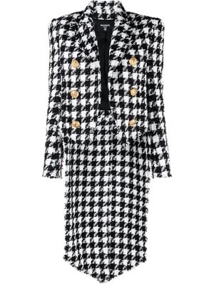 Balmain herringbone tweed tailcoat - Black
