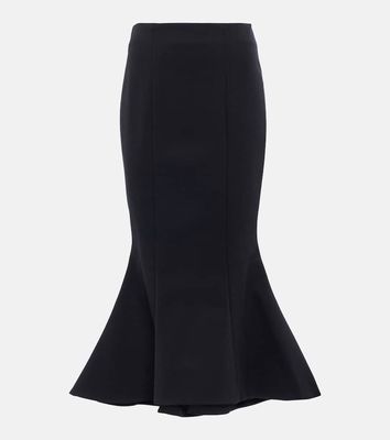 Balmain High-rise flared cotton-blend midi skirt