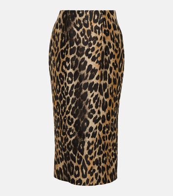 Balmain High-rise leopard-print midi skirt